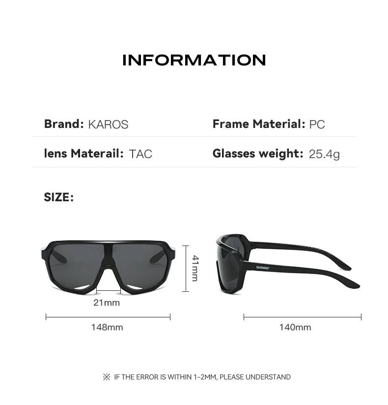 Gafas de sol deportivas envolventes - Polarizadas UV400, lente TAC, 63,5mm, 6 colores
