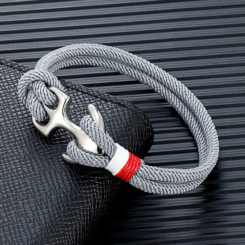 Nautical Survival Bracelet  Dual Rope with Stainless Steel Anchor