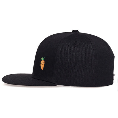 Gorra de béisbol hip-hop con bordado de zanahoria - Gorra informal ajustable