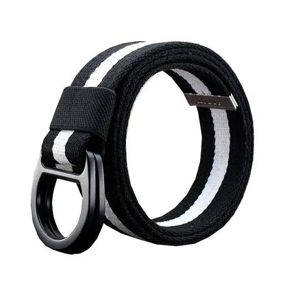 Striped Canvas Belt - Double Buckle Unisex (110-170cm)