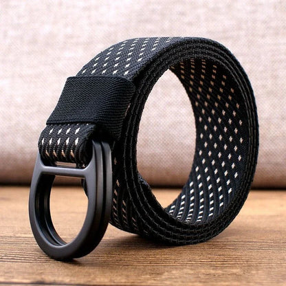 Striped Canvas Belt - Double Buckle Unisex (110-170cm)