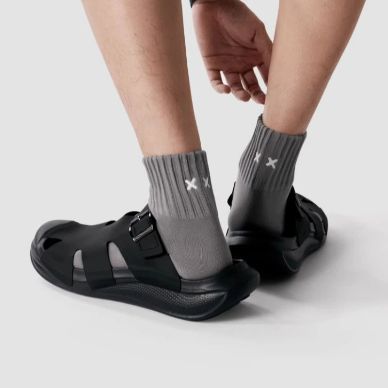 Men's Cushioned Athletic Crew Socks - Breathable Cotton Blend with XX Embroidery