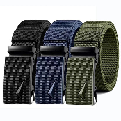 Men's Belt Automatic Metal and Nylon Buckle Casual Sports Outdoor Work Belt