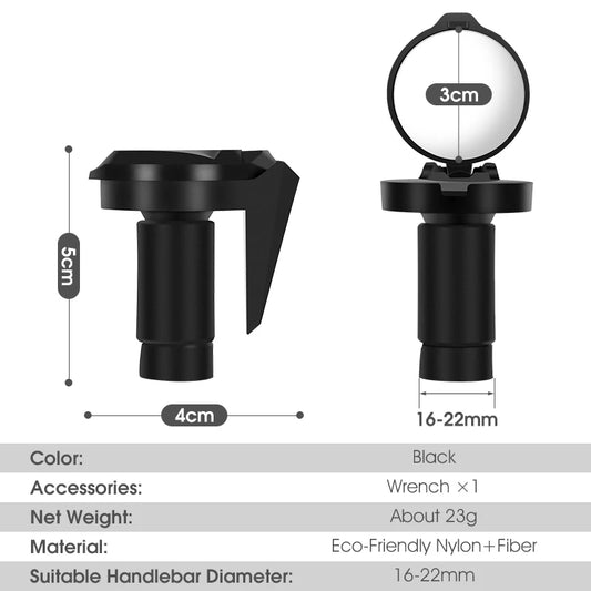 Universal Bike Mirror Adjustable 360° Convex Rearview for MTB & Road Cycling