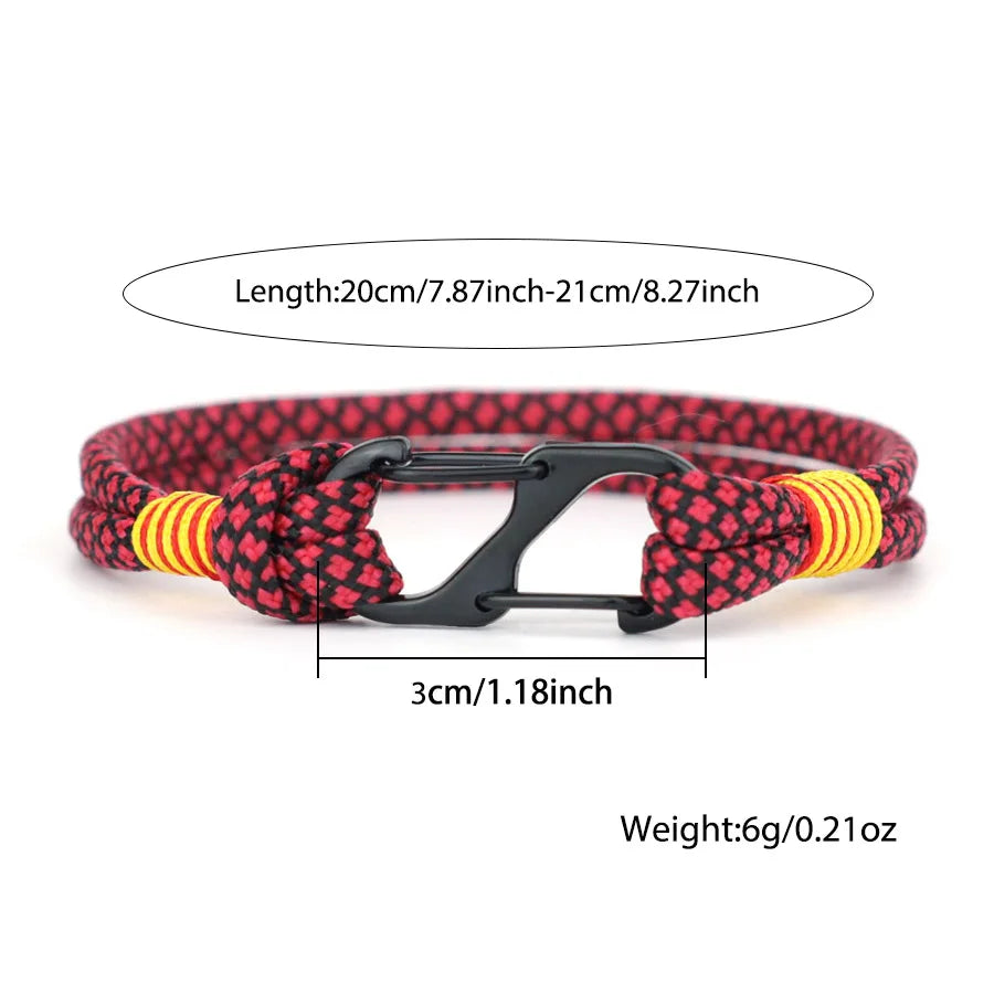 Two-Tone Rope Bracelet for Men – Zinc Alloy Carabiner Clasp