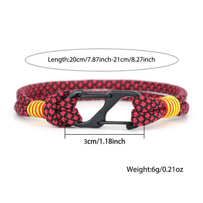 Two-Tone Rope Bracelet for Men – Zinc Alloy Carabiner Clasp