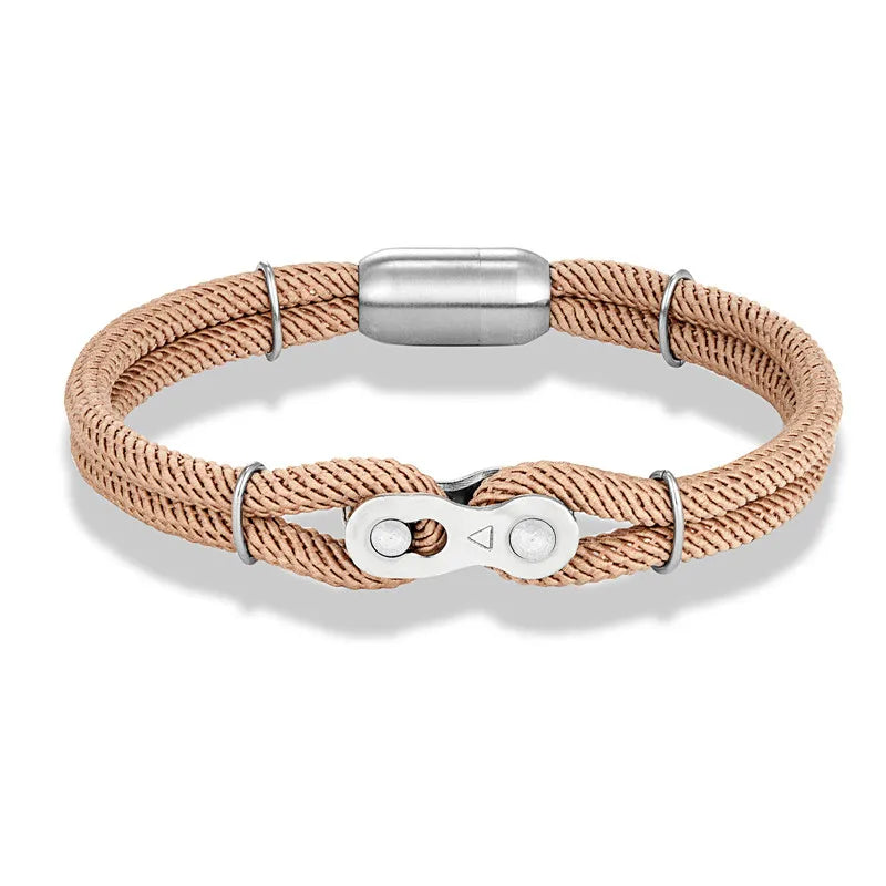 Biker Chain Magnetic Bracelet Rugged Rope & Rock Style