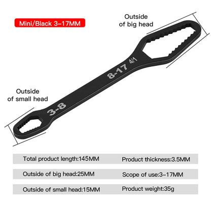 Universal Torx wrench 8-22 mm, adjustable, double head key plate