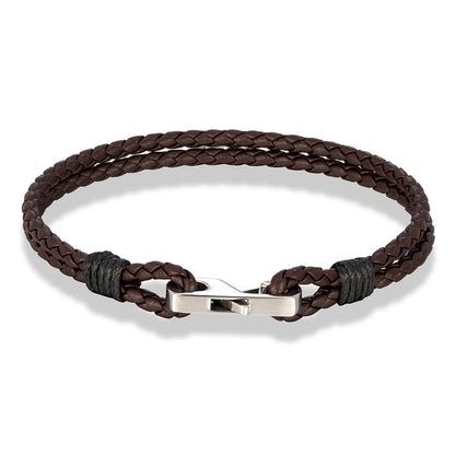 Pulsera de piel auténtica de 3 mm – Hebilla cuadrada de acero 316L | Estilo clásico para hombre