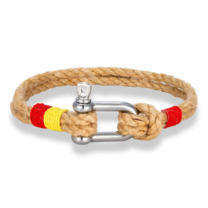 Hemp Rope Bracelet - Stainless Steel Shackle