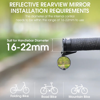 Universal Bike Mirror Adjustable 360° Convex Rearview for MTB & Road Cycling