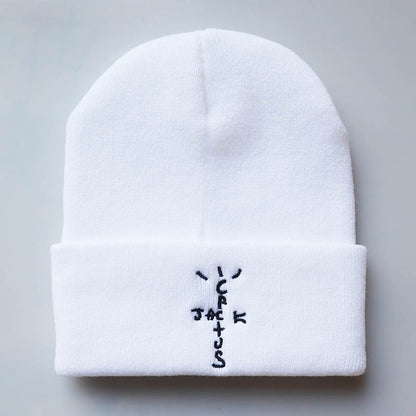 Cactus Embroidery Knit Beanie - Cotton, One Size