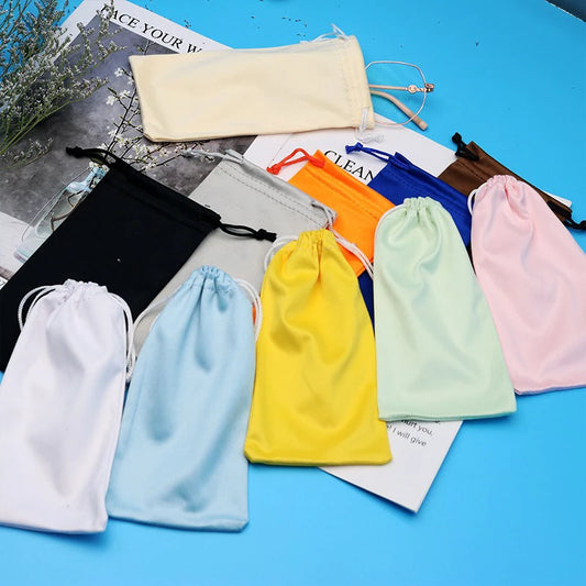 Microfiber Eyeglasses Pouch - Soft Drawstring, 18x9cm, 6 Colors, Unisex