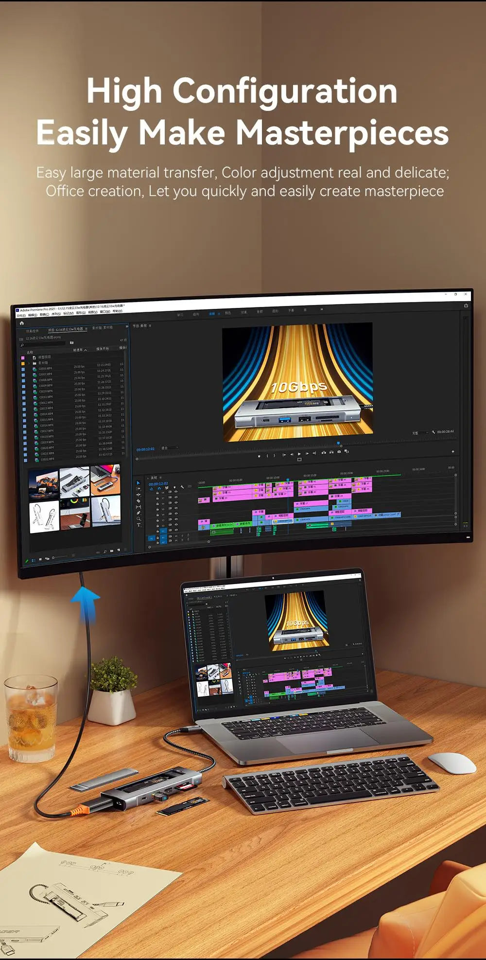 USB-C Hub 8-in-1 with SSD Storage - 4K HDMI, 100W PD, SD Card Reader | Universal Laptop Dock 2018+