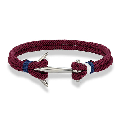 Nautical Steel Double Rope Anchor Bracelet Waterproof, Unisex & Adventure Ready
