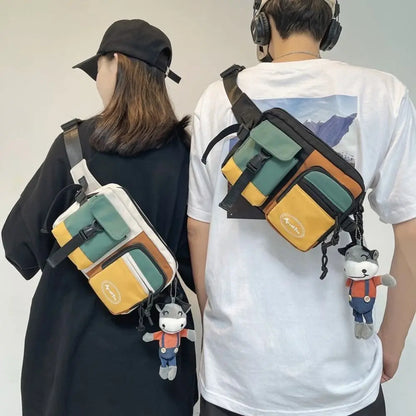 Nylon Chest Bag  Large Capacity Sports Shoulder Bag