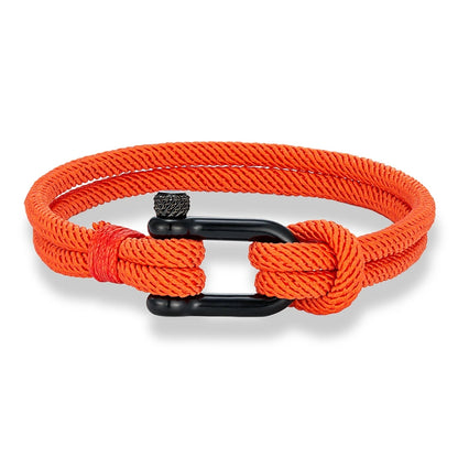 Rocamar Unisex Nautical Bracelet with Anchor and Double Gray Thread