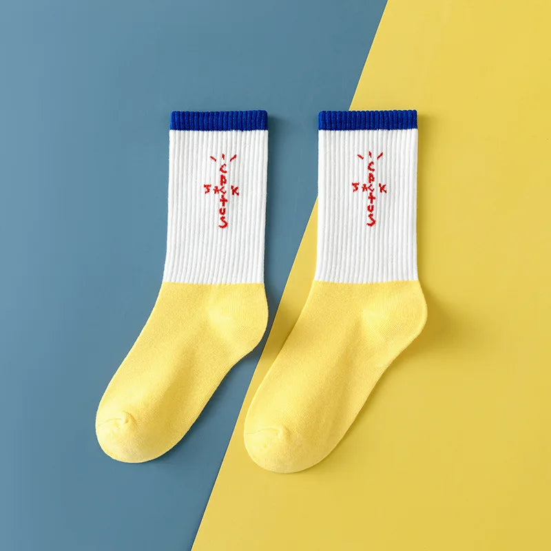 Cactus Jack White Crew Socks - Bandana Design Streetwear Cotton Blend | Men's EUR 36-43
