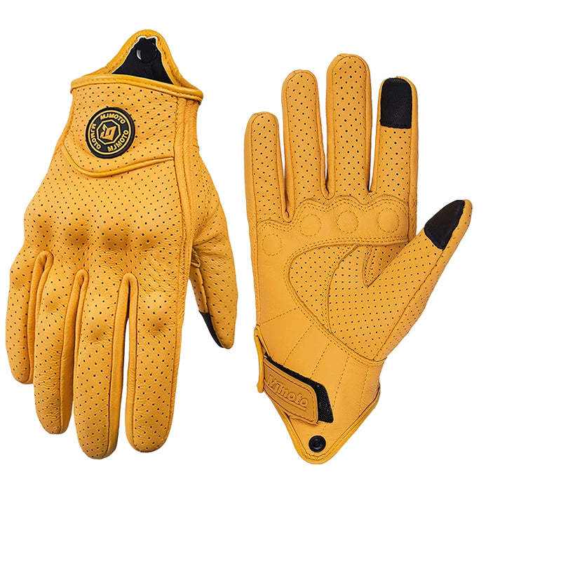 Yellow gloves with black accents on a white background, featuring CE certification label.