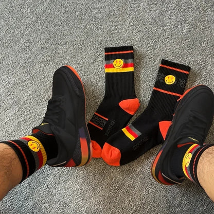 Striped Cotton Socks 3-Pack Gift Box – Unisex Skateboarding & Street Style