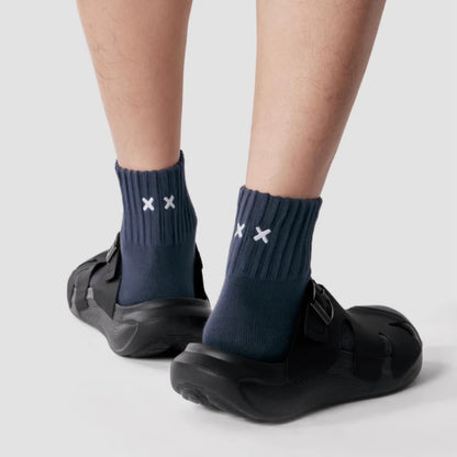 Men's Cushioned Athletic Crew Socks - Breathable Cotton Blend with XX Embroidery