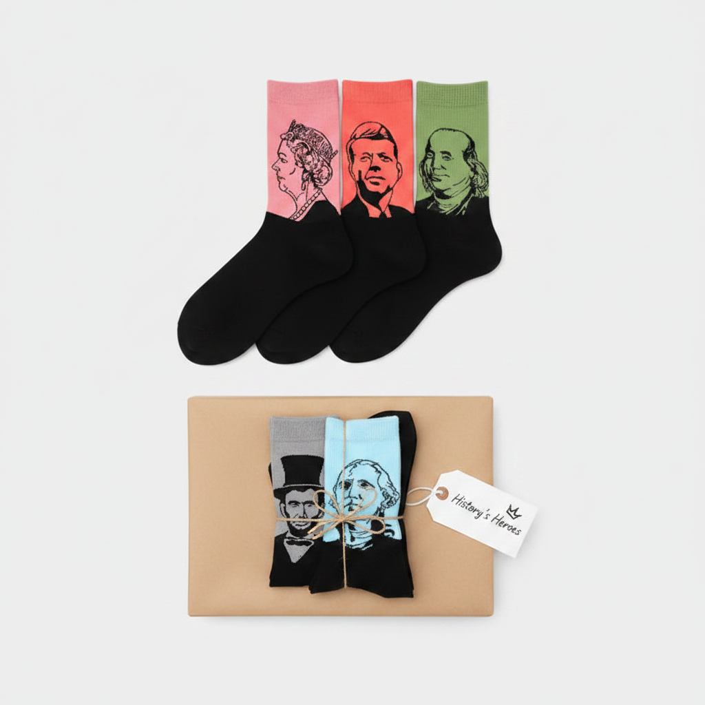 American Legends Art Socks 3-Pack – Historic Figures, Oil Painting Style