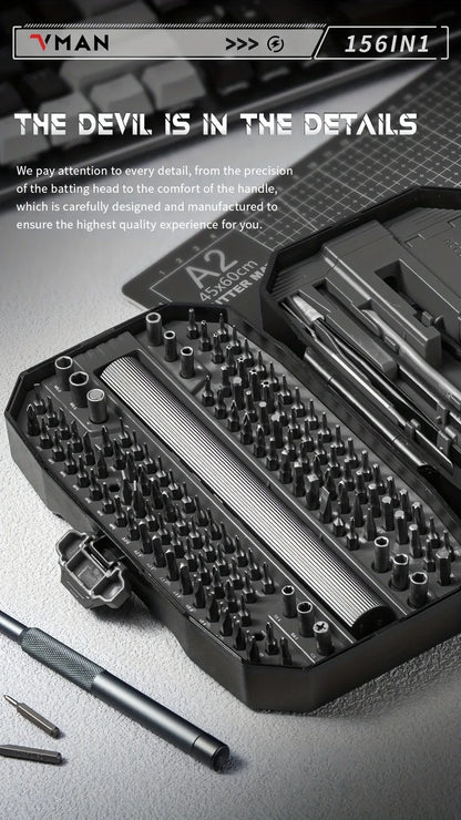 156-in-1 Mini Electric Screwdriver Set - Precision Repair Kit
