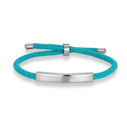 Pulsera de cuerda grabada a medida - Acero inoxidable, ajustable, 15 colores, personalizada