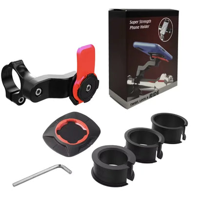 Shockproof Bike & Motorcycle Phone Mount – Rotating Handlebar Holder | 4.7–7.2" (5 Configs)
