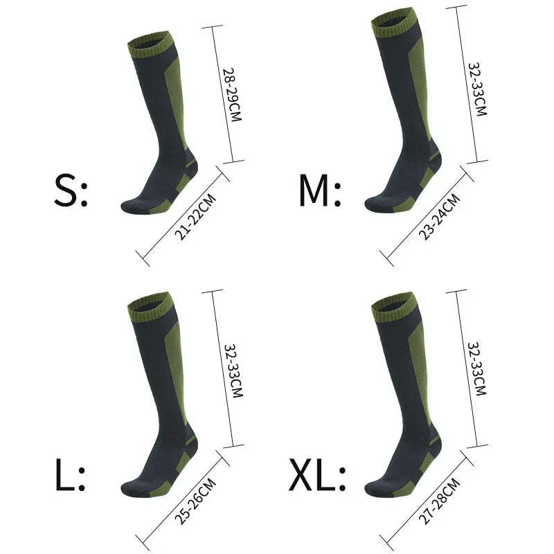 Waterproof Knee-High Hiking Socks - Warm Knit Nylon, Euro 37-50, 2 Colors