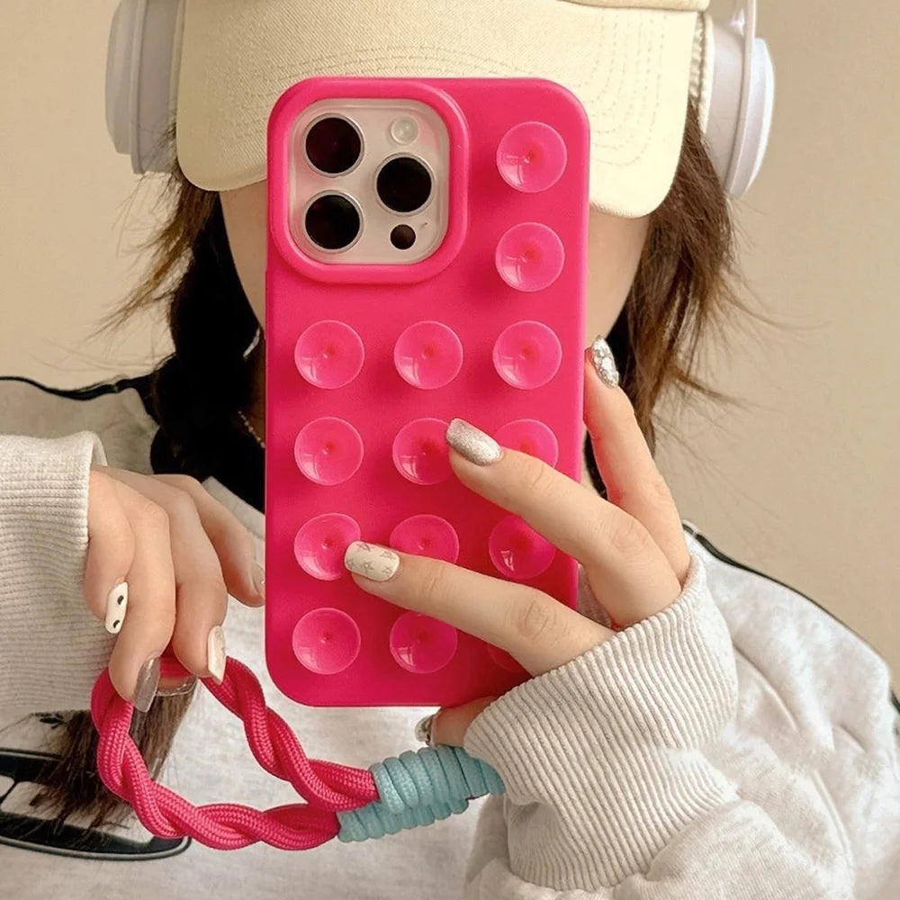 Silicone iPhone Case with Lanyard - Shockproof, Anti-Slip, 6 Colors, iPhone 11-17 Pro Max