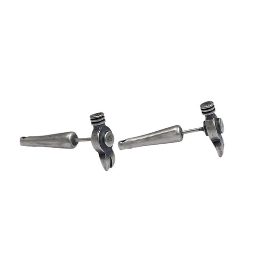 Artisan Hammer Stud Earrings 925 Silver