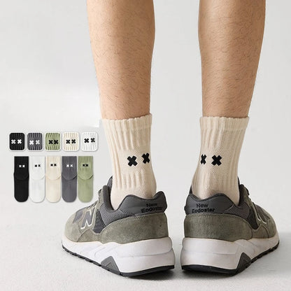 Calcetines de algodón de media caña, paquete de 5 unidades - Colores surtidos, antibacterianos, talla única, unisex