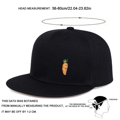 Gorra de béisbol hip-hop con bordado de zanahoria - Gorra informal ajustable