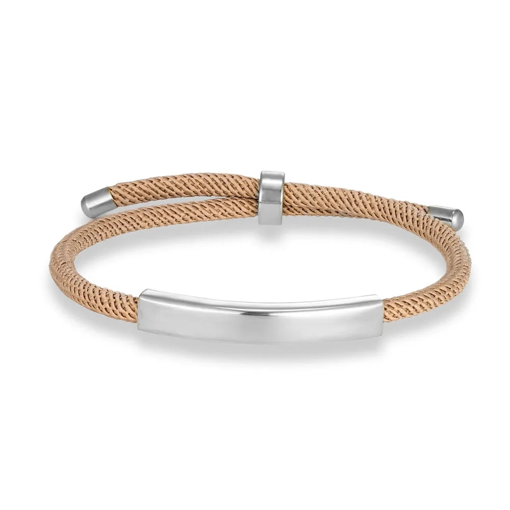 Pulsera de cuerda grabada a medida - Acero inoxidable, ajustable, 15 colores, personalizada