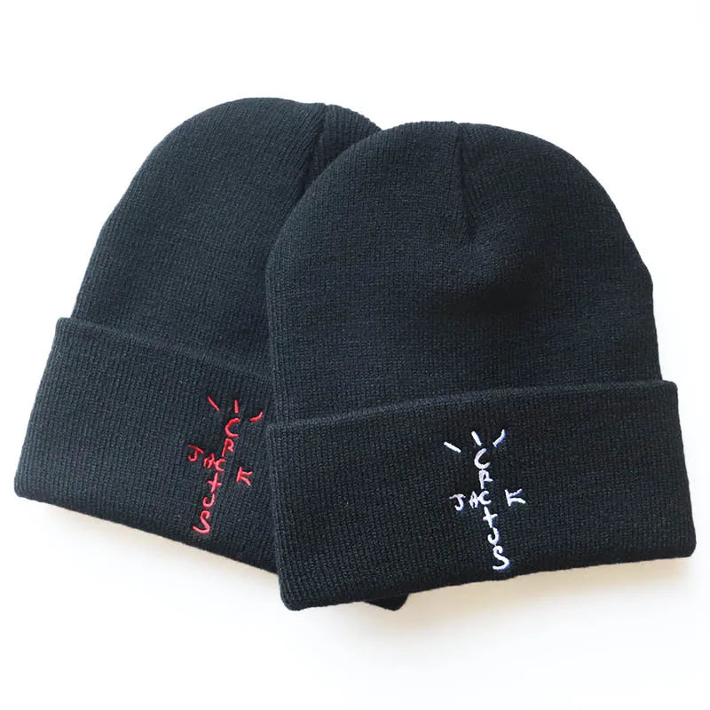 Cactus Embroidery Knit Beanie - Cotton, One Size