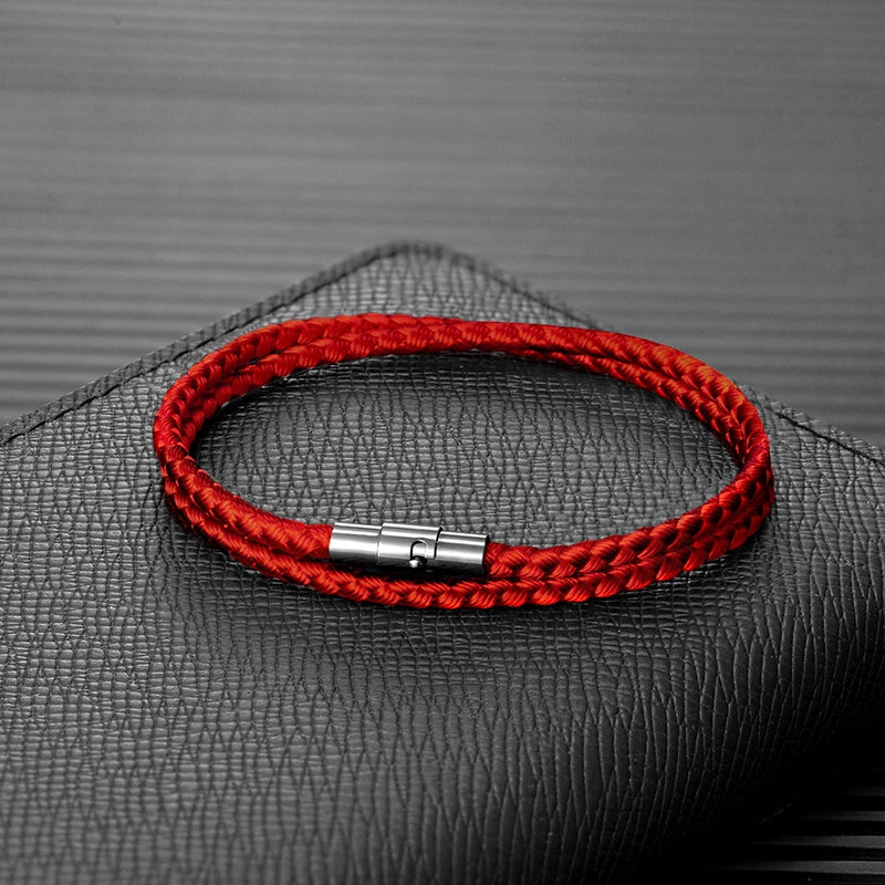 Focus Line Bracelet Minimalist Rope with Magnetic Steel Clasp