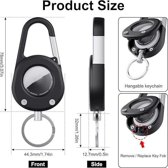 For AirTag Hardness Holder with Carabiner Anti-Scratch Shell Anti-Lost  Locator Case Keychain Ring for Apple Airtags Accessories deideas