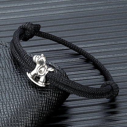 Equestrian Spirit Bracelet Stainless Steel Horse Charm on Adjustable Rope deideas