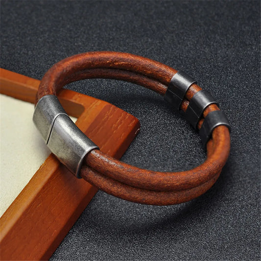 Equestrian Edge Vintage Double Strand Leather Bracelet