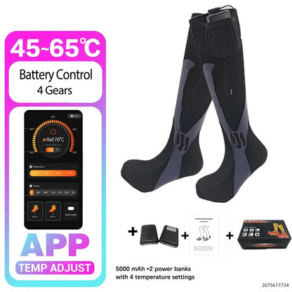Calcetines Térmicos Premium - Calentadores Eléctricos de Pies Recargables de 5000mAh | Deportes de Invierno y Aire Libre