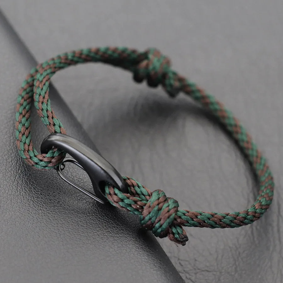 New Handmade Ethnic String Bracelet For Men Marine Fabric Nautical Braslet Black D Buckle Climbing Rope Braclet Beach Pulseria deideas