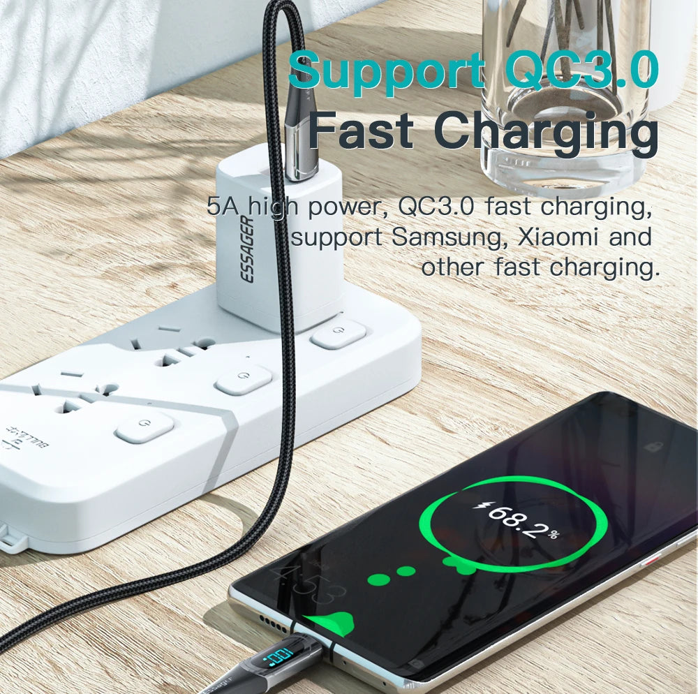 USB Type-C To USB C Cable 100W/5A PD Fast Charging Charger Cable