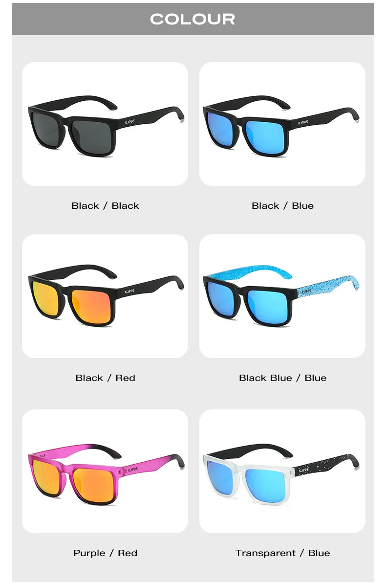 Gafas de sol deportivas envolventes - Polarizadas UV400, lente TAC, 63,5mm, 6 colores