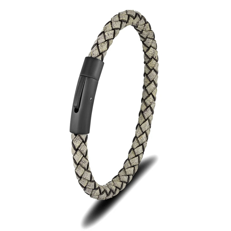 Pulsera de cuero trenzado con cierre magnético - Accesorio de golf premium