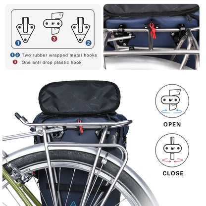 Waterproof Bike Pannier Bag 20L Rear Rack Travel & Shoulder Backpack