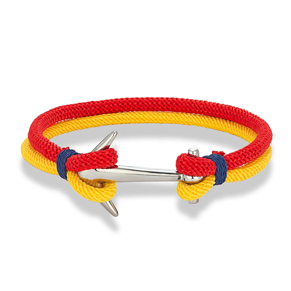 Nautical Steel Double Rope Anchor Bracelet Waterproof, Unisex & Adventure Ready