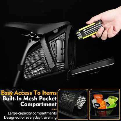 Bike Saddle Bag with Password Lock  Waterproof & Reflective Tool Pouch