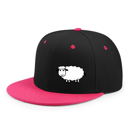 Sheep Pattern Baseball Cap - Adjustable Flat Brim Unisex Street Style Hat