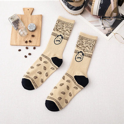 Cactus Jack White Crew Socks - Bandana Design Streetwear Cotton Blend | Men's EUR 36-43